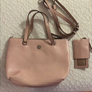 Anne Klein Elegant Pink Faux Snake Pocketbook